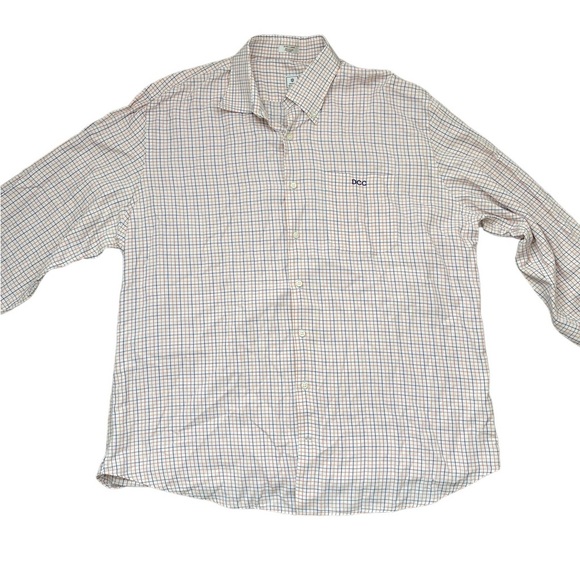 Peter Millar Shirt Men's XL Orange Plaid 100% Cotton Long Sleeve Button Down - Picture 2 of 8